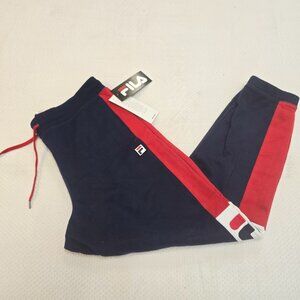 Fila Heritage Women's Navy Blue & Red Side Stripe Tapered Jogger Size XL
